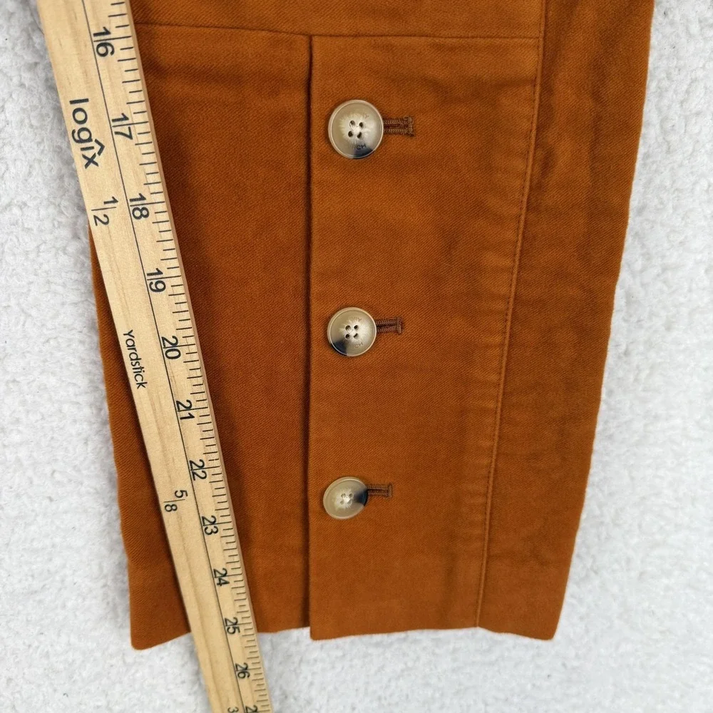 Tory Burch Pants Womens 8 Orange Chino Straight Leg Cropped Button Hem Twill‎
